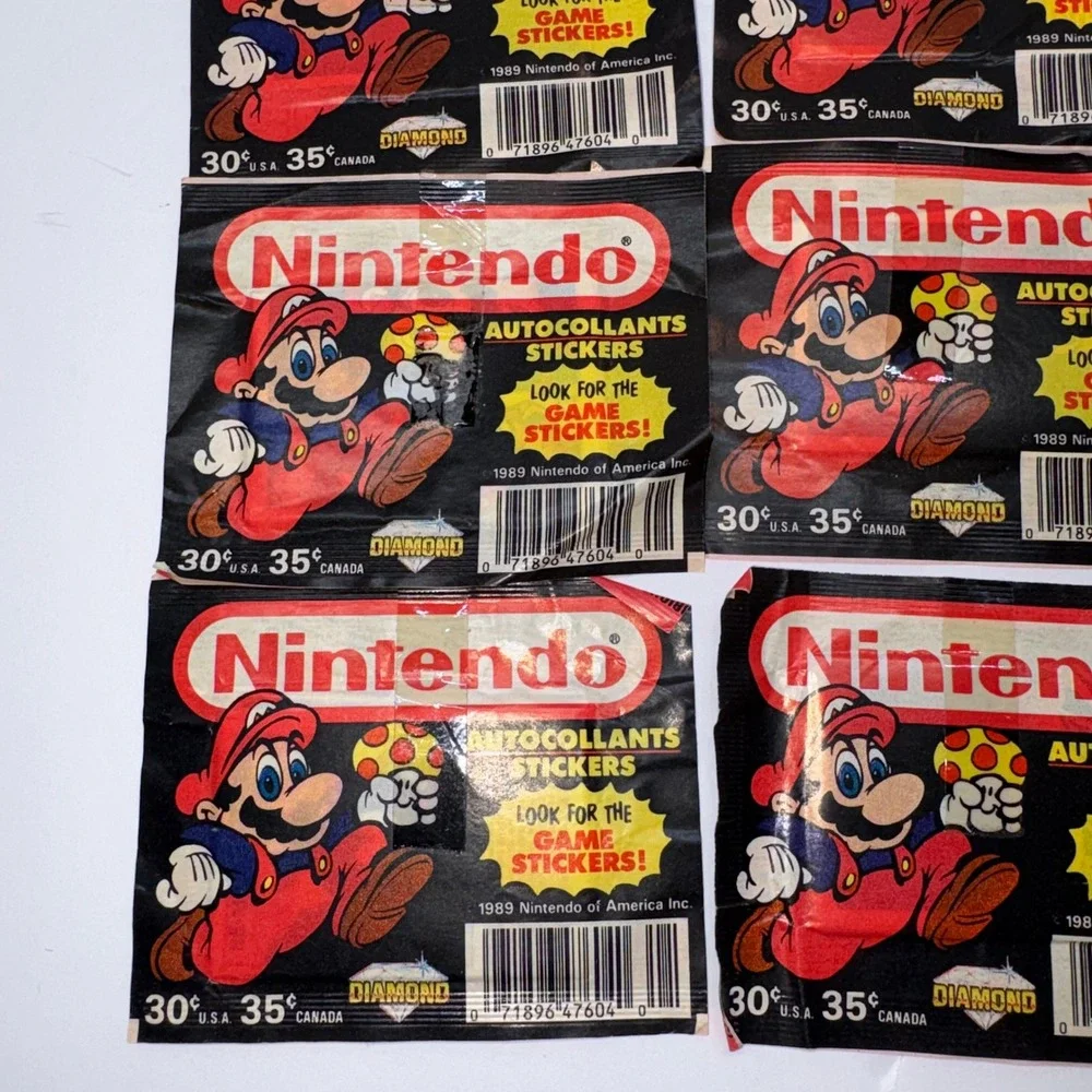 Vintage 1989 Sealed Diamond Nintendo Sticker Packs Mario 8pk